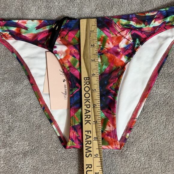 Boho Y2K Bikini Swim Bottom 4 Adjustable Tie Side Beach Luxury Abstract Festival - Picture 6 of 9